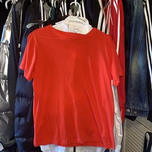 🆕️ SAINT LAURENT Paris SL EMBROIDERY Rouge Red Short-Sleeve T-Shirt Tee Small - Picture 1 of 7