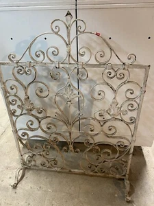 ANTIQUE VINTAGE FIREPLACE SCREEN Single Panel CAST IRON FIRE SCREEN - Picture 1 of 7