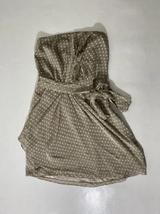 Express para mujer topo punteado/marrón claro o bronceado talla 10 vestido sin tirantes - Imagen 1 de 9