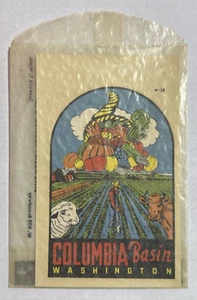 COLUMBIA BASIN IN WA Auto Travel Decal by Lindgren-Turner Co 1940's VTG - Picture 1 of 4