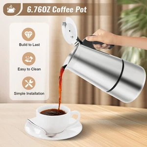 Estufa Cafetera Espresso Acero Inoxidable Cafetera Italiana Moka Pot - Imagen 1 de 17