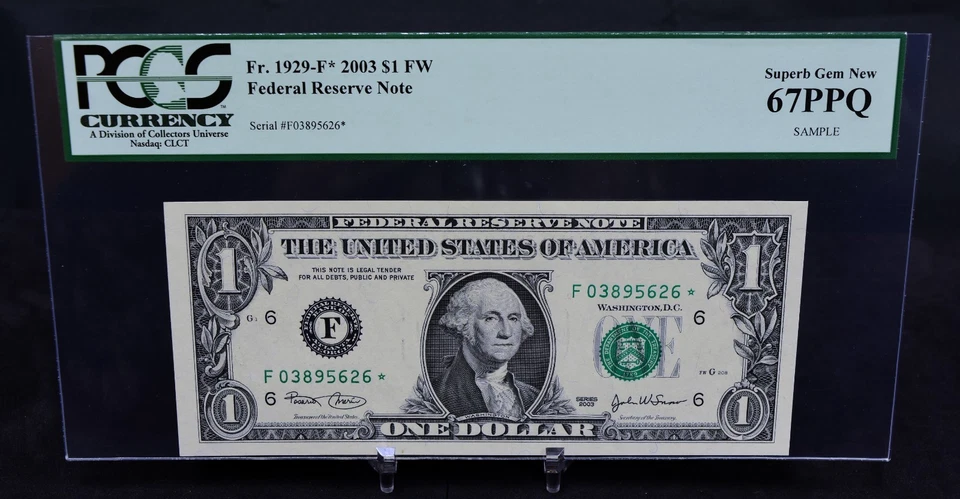 2003a Small Size $1 FRN GEM NEW 65 PPQ (B201) - Image 1 of 4