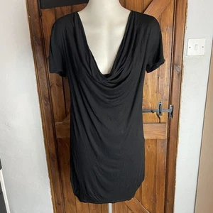 Stella McCartney Black Cowl Neck Short Sleeve Jersey T-Shirt Dress Size 44 Large - Picture 1 of 8