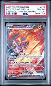 POKEMON Destined Rivals TEAM ROCKET'S MOLTRES EX 229/182 SIR PSA 10 GEM MINT - Picture 1 of 2