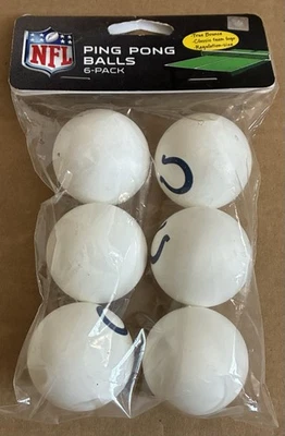 New in package (6) Indianapolis Colts Ping Pong Balls w/ Colts Logo - Beer Pong - Изображение 1 из 2
