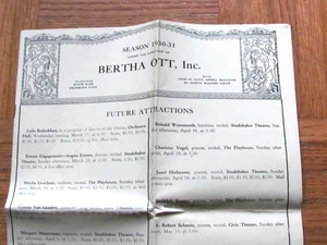 1931 CHICAGO ENTERTAINMENT MUSIC ARTIST PREVIEW PROGRAM BERTHA OTT INC - Picture 1 of 5