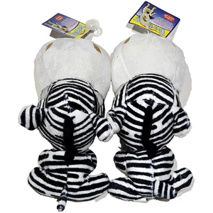 2er-Pack Mini Fat Hedz freundliches Hundespielzeug Plüsch Quietscher Zebra 7 Zoll schwarz weiß - Bild 1 von 1