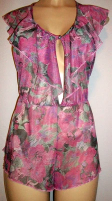 Mameluco camisola de nailon floral púrpura de colección S EE. UU. Foto 1 de 4