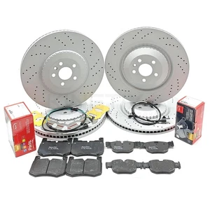 FOR JAGUAR F-PACE SVR P575 V8 (2018-) DRILLED FRONT REAR BRAKE DISCS PADS WIRES - Picture 1 of 18