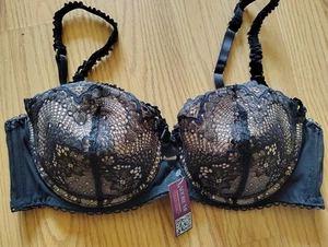NWT Adore Me Women’s 38A Black Lace lined Underwire Bra  - Picture 1 of 3