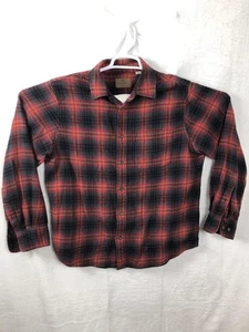 Woolrich Shirt Mens Large Red Black Plaid Flannel Button Up Long Sleeve Outdoor - Picture 1 of 9