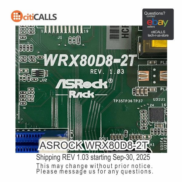 ASRock WRX80D8-2T Motherboard AMD WRX80 Socket SP3 LGA4094 Maximum 128GB DDR4 - Image 1 of 4