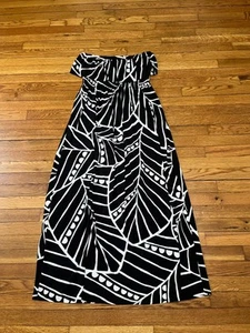 White House Black Market trägerloses Maxikleid schwarz/weiß Damengröße Medium neu mit Etikett - Bild 1 von 4