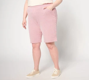 Quacker Factory Women's Plus Sz Pants 1X Knit Stretch Seersucker " Red A647071 - Picture 1 of 4