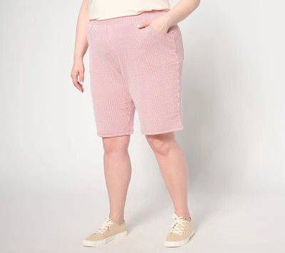 Quacker Factory Women's Plus Sz Pants 1X Knit Stretch Seersucker " Red A647071 - Image 1 of 4