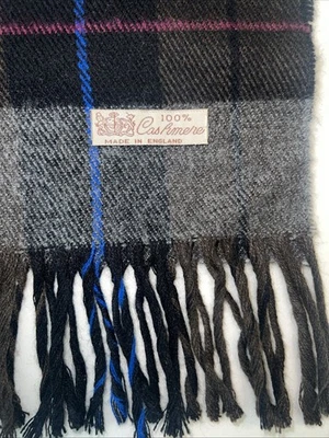 Bufanda unisex 100 % cachemir, hecha en Inglaterra, negra, gris, marrón, roja y azul Foto 1 de 4