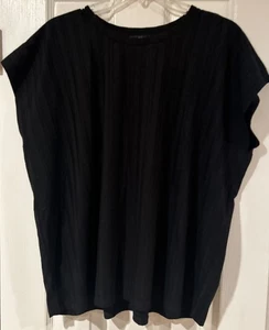 Eileen Fisher Large Basic schwarz Ripp Style Top Rundhalsausschnitt Flügelärmel - Bild 1 von 6