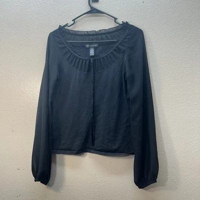 Top Y2K INC Negro Mezcla Seda Oscuro Romántico Capricho Talla M Bruja Mangas Transparentes Foto 1 de 4