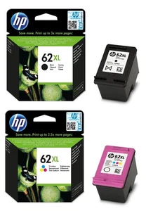 HP 62XL Schwarz und Dreifarbig Tintenpatronen Hohe Reichweite Kombipack Original Neu - Bild 1 von 20
