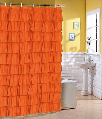  Flamenco ruffle shower curtain color Orange  - Image 1 of 2