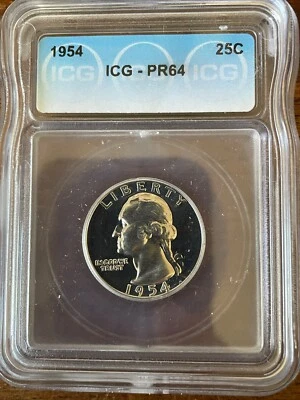 1954 Silver proof Washington Quarter ICG PR64 - Image 1 of 4