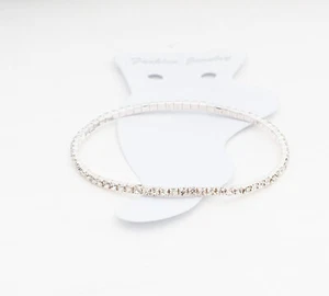 Fußkette Strasssteine Stretch Silber Kette Damen Schmuck Fußschmuck Glitzer - Bild 1 von 2