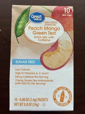 Chá verde manga pêssego sem açúcar com mistura de bebida cafeína frete grátis - Imagem 1 de 3