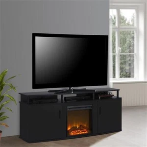 Ameriwood Home Carson Electric Fireplace TV Console for TVs up to 70" in Black - Picture 1 of 3
