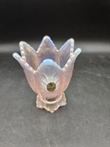 Vintage Fenton Bastone/Votivo Portacandele a 2 Vie Rosa Opalescente - Foto 1 di 7