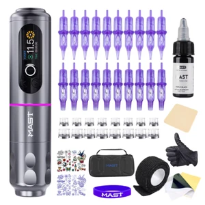 Mast Archer 2 Wireless Tattoo Machine Pen Mixed Cartridges Complete Tattoo Kit P - Picture 1 of 6