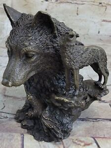 Hand Made 100% Hot Cast Bronze Regal Wolf Head Bust Sculpture of Thrones Sale