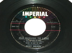 45 RPM Ricky Nelson Old Enough To Love IMP 161 Pop Vocal Vinyl EP Record VG - Picture 1 of 4