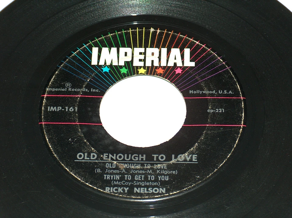 45 RPM Ricky Nelson Old Enough To Love IMP 161 Pop Vocal Vinyl EP Record VG - Image 1 of 4