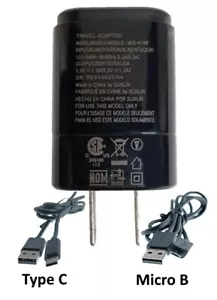 OEM LG Wall Charger MCS-01WR Black (5.0V-1.2A)+2 USB Cables(Type-C & Micro B) - Picture 1 of 6
