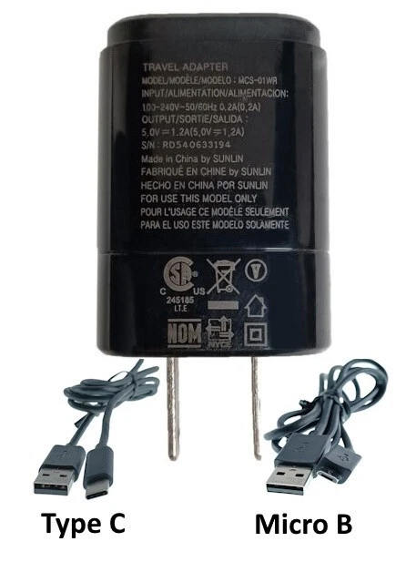OEM LG Wall Charger MCS-01WR Black (5.0V-1.2A)+2 USB Cables(Type-C & Micro B) - Image 1 of 4