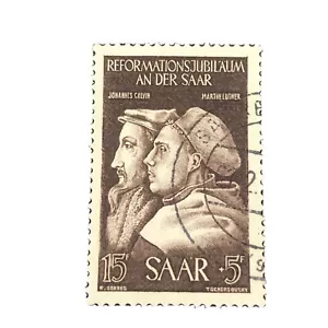 SAAR, SCOTT # B83, 15fr+5fr, VALUE BLACK BROWN 1951 SEMI-POSTAL ISSUE USED - Picture 1 of 3