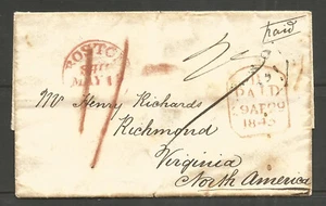 ISLE OF WIGHT / GREAT BRITAIN / USA. 1843. FOLDED ENVELOPE NEWPORT TO RICHMOND V - Picture 1 of 2