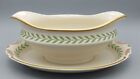 Old Ivory Syracuse China Greenwood Gravy Boat Bowl Gold Gilt Attached Plate Mint