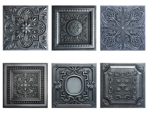 Ceiling Tiles, Glue Up, 20" x 20", Two Tone SILVER Metallic, Choice of Design! - Picture 1 of 20