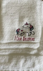 Embroidered Unicorn Hand Towel - Picture 1 of 2