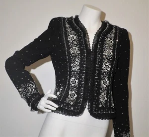 Chaqueta ESCADA Couture Blanco y Negro Cuentas Lentejuelas Encaje Talla 36 EXCELENTE - Imagen 1 de 14