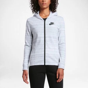 WOMENS NIKE ADVANCE 15 TECH KNIT HOODIE JACKET SIZE S (837458 100) WHITE /BLACK - Picture 1 of 12
