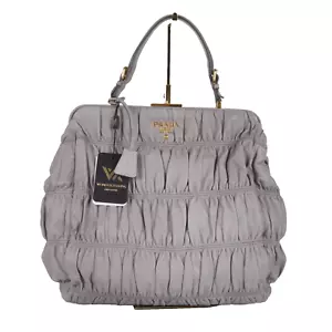 PRADA Gaufre Nappa Frame Tote Gray / Gold Luxus Designer Handtasche OP: 2500 € - Bild 1 von 20