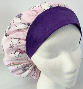 Pink Unicorn Print Size Large Medical Bouffant Scrub Cap Surgery Hat - Picture 1 of 4