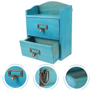 Storage Box Drawer Organizer Bins Retro Desktop Mini Small Solid Wood Jewelry - Picture 1 of 12