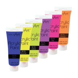 Neon Acrylfarben 120ml Tuben verschiedene Farben - Ideal für Kunst & Handwerk  - Bild 1 von 41