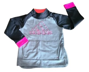 Adidas Running Athletic Sweatshirt Jacket Girl's Size L (12-14) Gray/Pink  - Picture 1 of 7