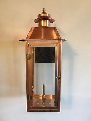 LEGENDARY LIGHT Copper Gas Lantern With THICK Steel Bracket. Powder-coated Black- Size In Pic