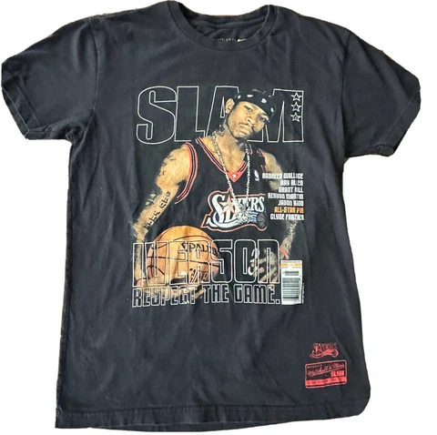 Mitchell & Ness Men's Philadelphia 76ers Allen Iverson Slam Cover T-Shirt Size S Cover