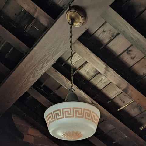 Early 20th Century Opaline Church Lights with Greco Roman Design Cover
